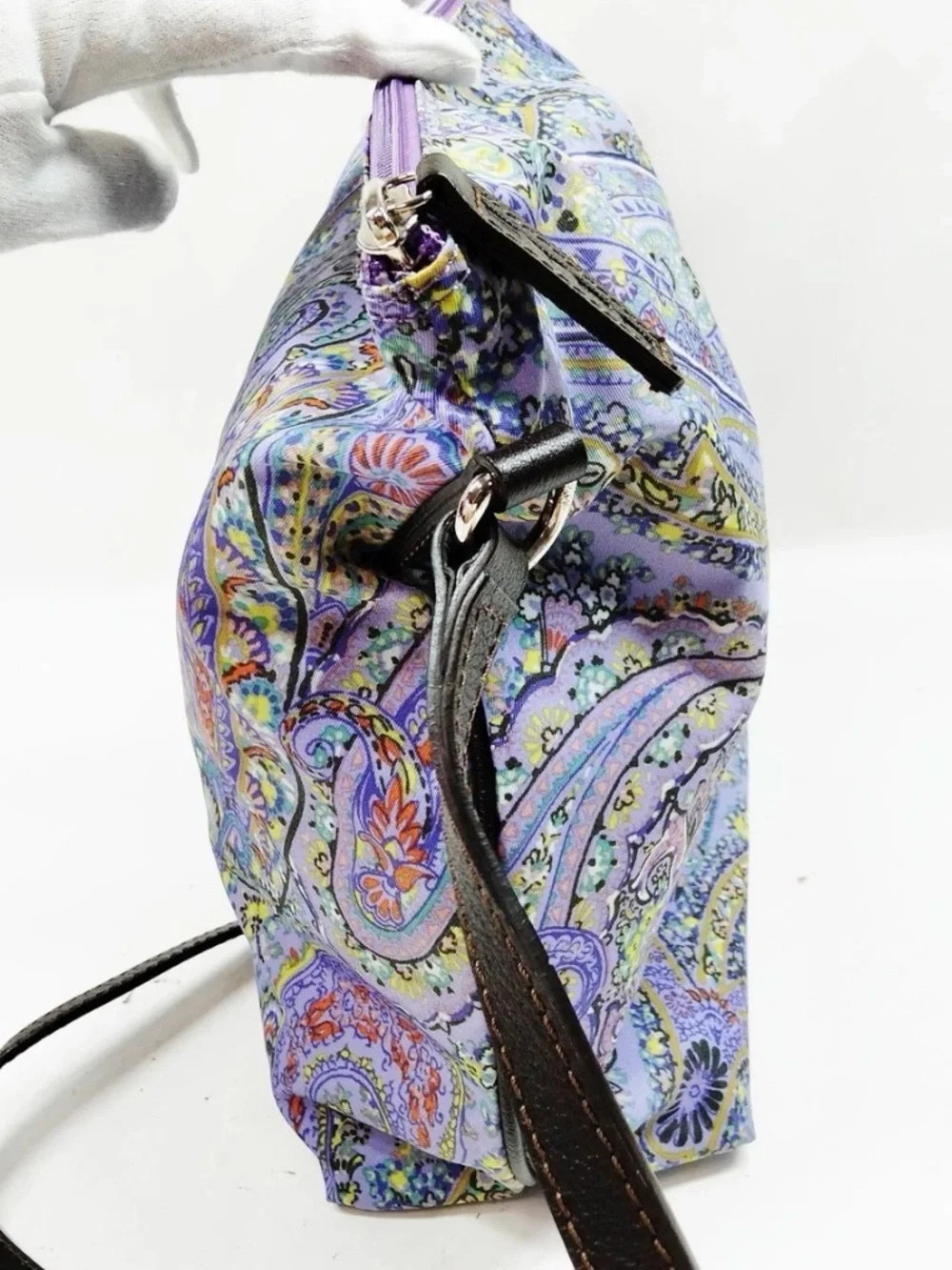 Etro Lavender Paisley Crossbody with Dark Brown Strap